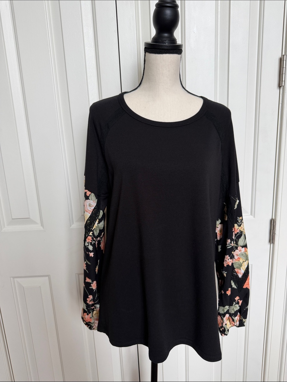 Black Floral Sleeve Women’s Top